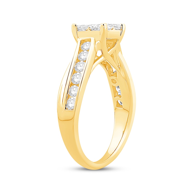 Princess-Cut Quad Diamond Engagement Ring 1-1/2 ct tw 14K Yellow Gold