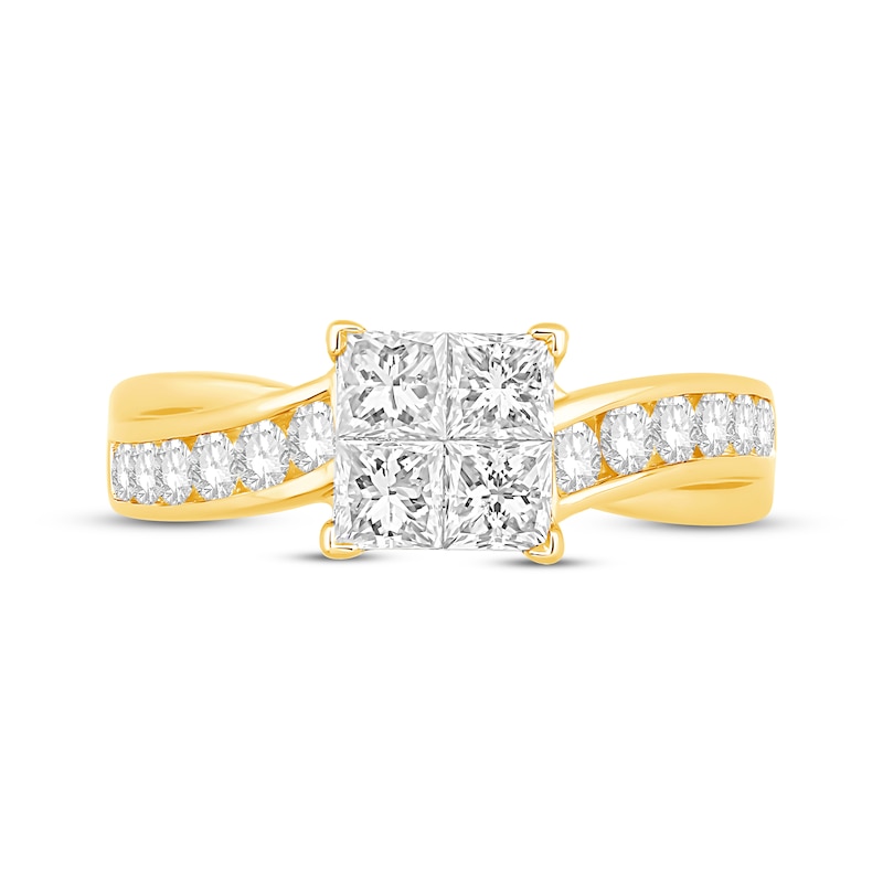 Main Image 3 of Princess-Cut Quad Diamond Engagement Ring 1-1/2 ct tw 14K Yellow Gold