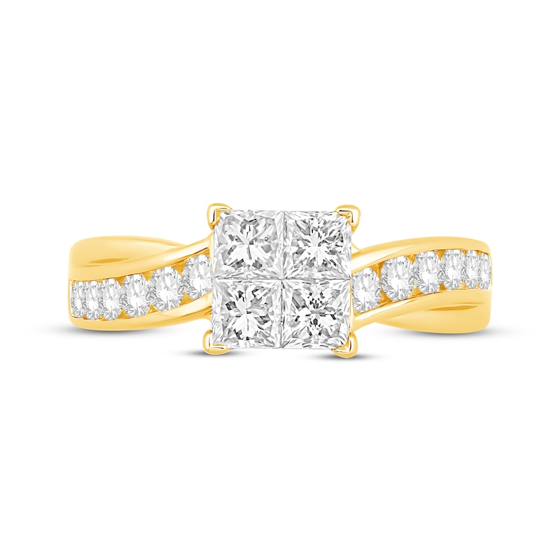 Princess-Cut Quad Diamond Engagement Ring 1-1/2 ct tw 14K Yellow Gold