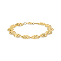 Italian Brilliance Diamond-Cut Oval Link Bracelet 14K Yellow Gold 7.75&quot;
