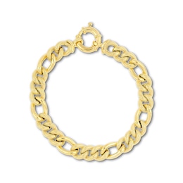Italian Brilliance Diamond-Cut Hollow Figaro Chain Bracelet 14K Yellow Gold 7.5&quot;