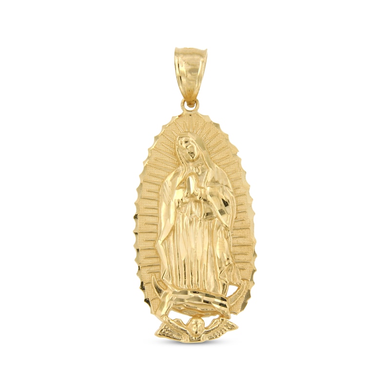 Main Image 1 of Men's Our Lady of Guadalupe Diamond-Cut Charm 14K Yellow Gold