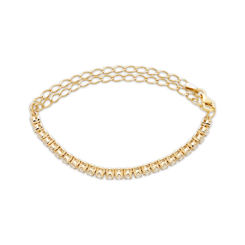 Main Image 2 of Diamond Adjustable Line Tennis Bracelet 1/2 ct tw 10K Yellow Gold 6.25&quot; to 9&quot;