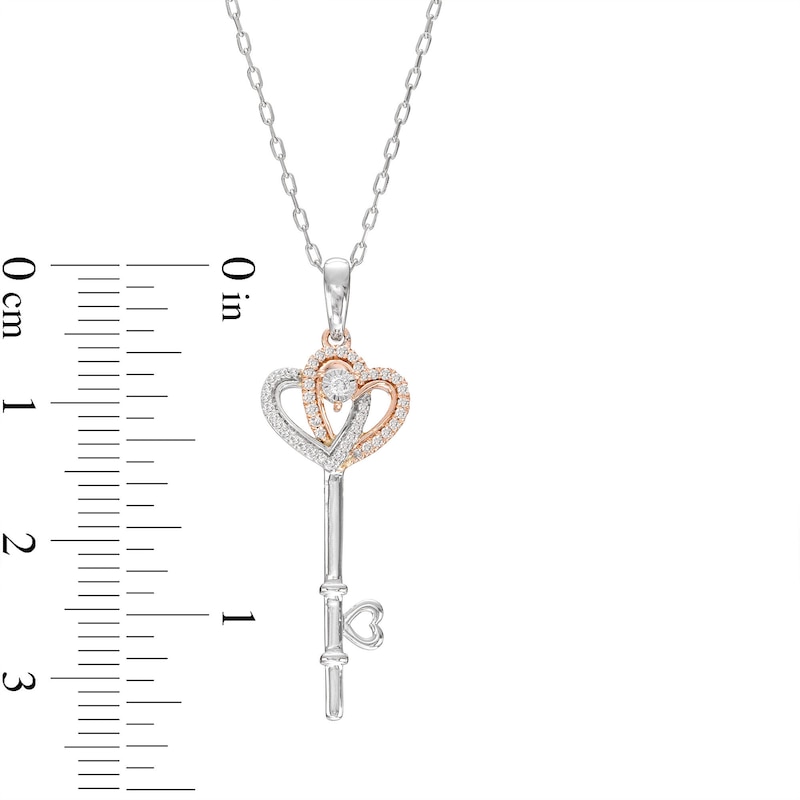 Main Image 2 of Diamond Heart Key Necklace 1/10 ct tw 10K Two-Tone Gold 18”