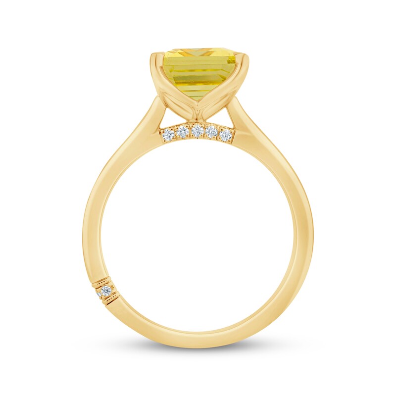 Monique Lhuillier Bliss Emerald-Cut Yellow Quartz & Diamond Accent Engagement Ring 14K Yellow Gold