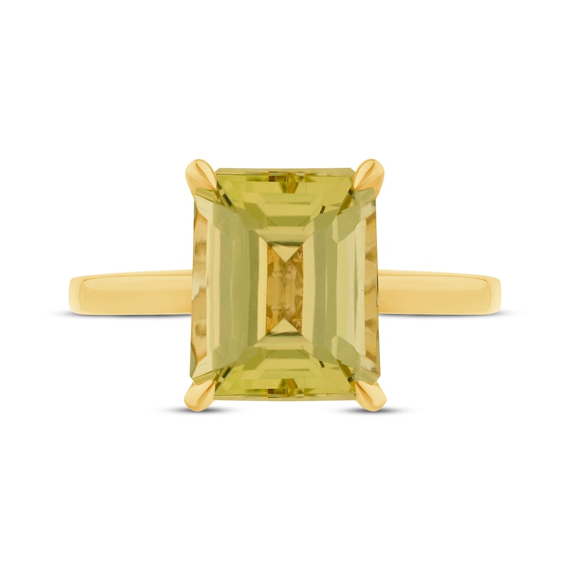 Monique Lhuillier Bliss Emerald-Cut Yellow Quartz & Diamond Accent Engagement Ring 14K Yellow Gold