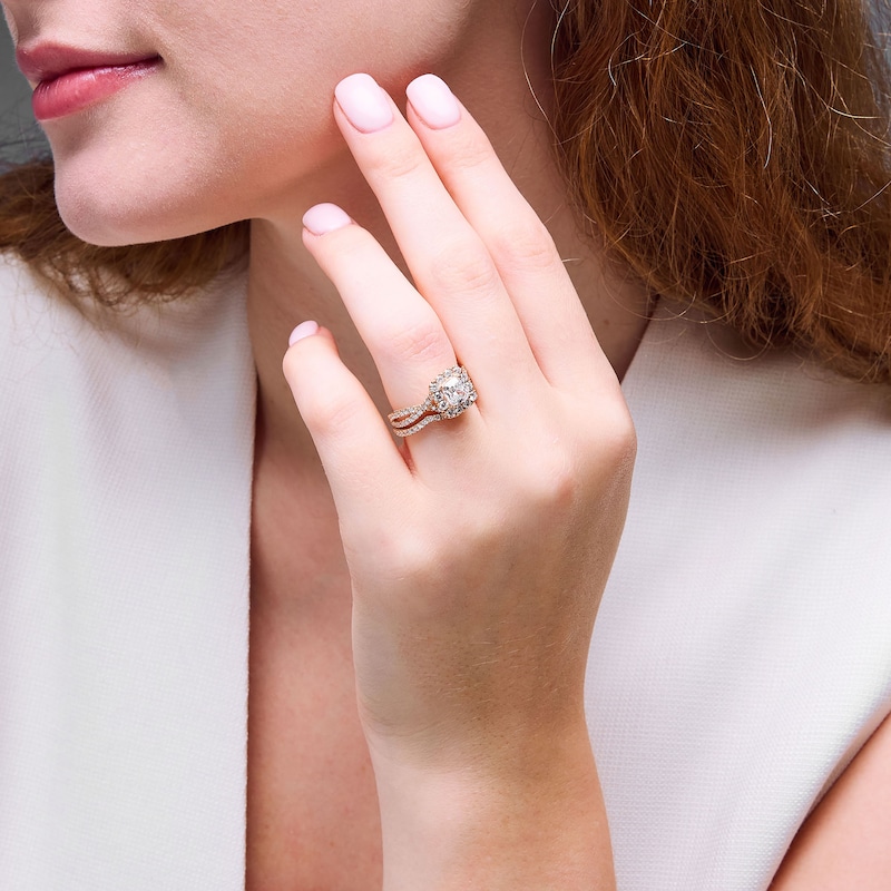 Main Image 4 of Neil Lane Artistry Cushion-Cut Lab-Grown Diamond Bridal Set 2 ct tw 14K Rose Gold