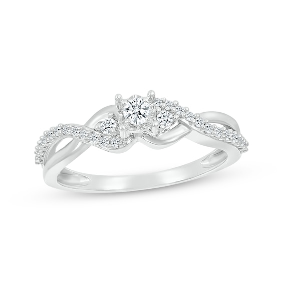 Diamond Twist Three-Stone Promise Ring 1/4 ct tw Sterling Silver