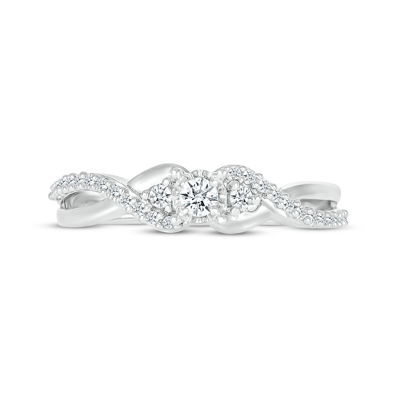 Main Image 1 of Diamond Twist Three-Stone Promise Ring 1/4 ct tw Sterling Silver