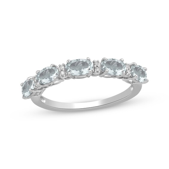 Oval-Cut Aquamarine & Diamond Accent Ring Sterling Silver