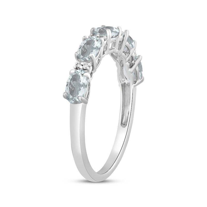Main Image 2 of Oval-Cut Aquamarine & Diamond Accent Ring Sterling Silver