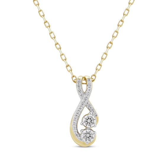Diamond Bypass Infinity Necklace 1/4 ct tw 10K Yellow Gold 18"