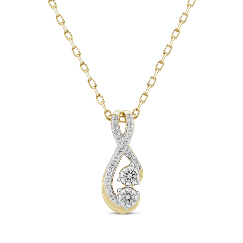 Main Image 1 of Diamond Bypass Infinity Necklace 1/4 ct tw 10K Yellow Gold 18"