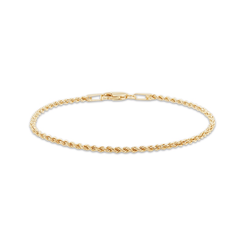 Children's Semi-Solid Glitter Rope Chain Bracelet 1.6mm 14K Yellow Gold 6"