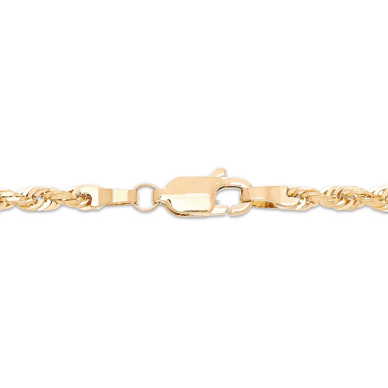 Main Image 2 of Glitter Rope Chain Bracelet 3mm Solid 14K Yellow Gold 7.5&quot;