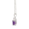 Thumbnail Image 2 of Cushion-Cut Amethyst & Trillion-Cut White Lab-Created Sapphire Necklace Sterling Silver 18&quot;