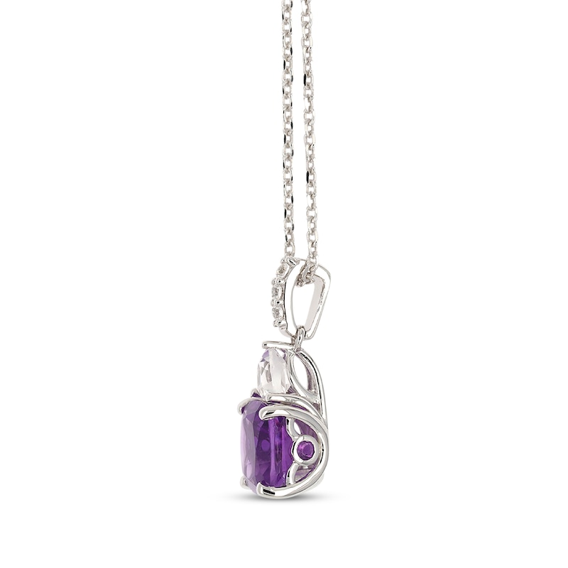 Main Image 2 of Cushion-Cut Amethyst & Trillion-Cut White Lab-Created Sapphire Necklace Sterling Silver 18&quot;