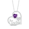 Thumbnail Image 1 of Heart-Shaped Amethyst & White Lab-Created Sapphire &quot;Madre&quot; Heart Necklace Sterling Silver 18&quot;