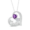 Thumbnail Image 2 of Heart-Shaped Amethyst & White Lab-Created Sapphire &quot;Madre&quot; Heart Necklace Sterling Silver 18&quot;