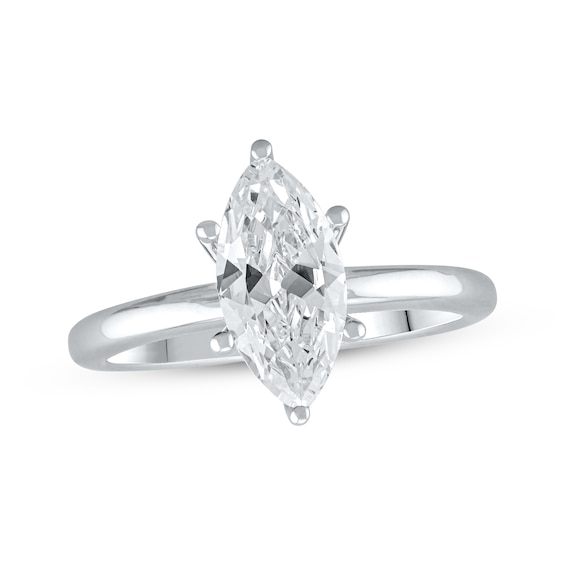 Lab-Grown Diamonds Marquise-Cut Solitaire Engagement Ring 1-1/2 ct tw 14K White Gold (F/SI2
