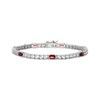Thumbnail Image 1 of Emerald-Cut Garnet & White Lab-Created Sapphire Station Bracelet Sterling Silver 7.25"