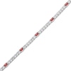 Thumbnail Image 2 of Emerald-Cut Garnet & White Lab-Created Sapphire Station Bracelet Sterling Silver 7.25"