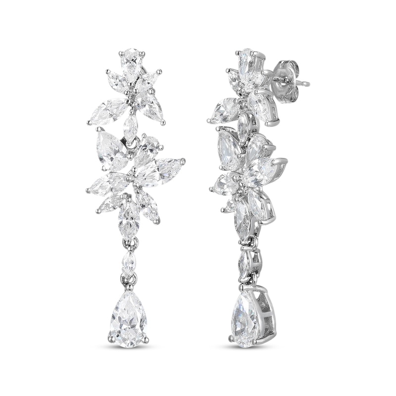 Main Image 1 of Pear-Shaped & Marquise-Cut White Lab-Created Sapphire Drop Earrings Sterling Silver