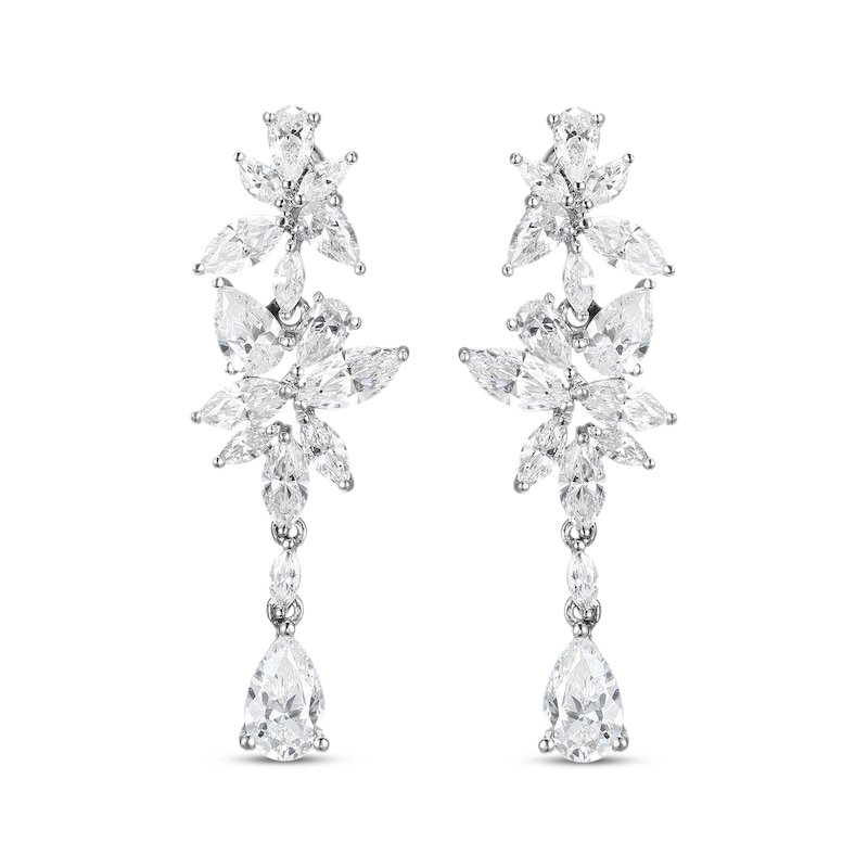 Main Image 2 of Pear-Shaped & Marquise-Cut White Lab-Created Sapphire Drop Earrings Sterling Silver