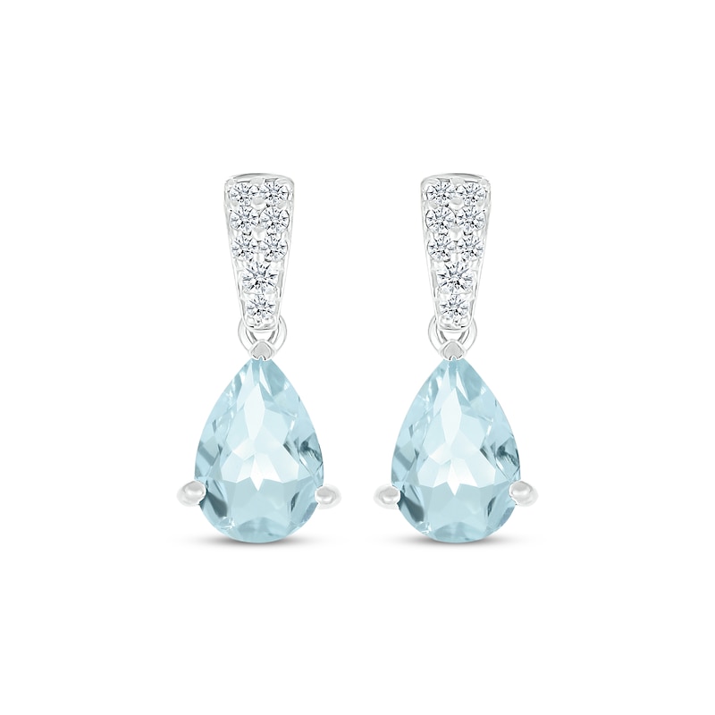 Pear-Shaped Aquamarine & Diamond Drop Earrings 1/15 ct tw 10K White ...