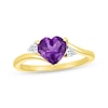 Thumbnail Image 1 of Heart-Shaped Amethyst & Diamond Ring 1/15 ct tw 10K Yellow Gold