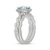 Thumbnail Image 2 of Neil Lane Cushion-Cut Aquamarine & Diamond Halo Bridal Set 5/8 ct tw Diamonds 14K White Gold