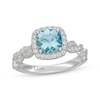 Thumbnail Image 1 of Neil Lane Cushion-Cut Aquamarine & Diamond Halo Engagement Ring 1/2 ct tw 14K White Gold