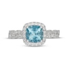 Thumbnail Image 3 of Neil Lane Cushion-Cut Aquamarine & Diamond Halo Engagement Ring 1/2 ct tw 14K White Gold