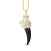 Thumbnail Image 0 of Men's Diamond & Black Onyx King Lion Horn Two-Sided Necklace 1/6 ct tw 10K Yellow Gold 22"