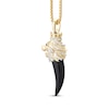 Thumbnail Image 1 of Men's Diamond & Black Onyx King Lion Horn Two-Sided Necklace 1/6 ct tw 10K Yellow Gold 22"