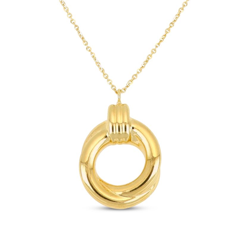 Main Image 1 of Hollow Open Circle Necklace 14K Yellow Gold 18&quot;