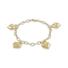 Thumbnail Image 2 of Puff Heart Charms Bracelet 14K Yellow Gold 7.5&quot;