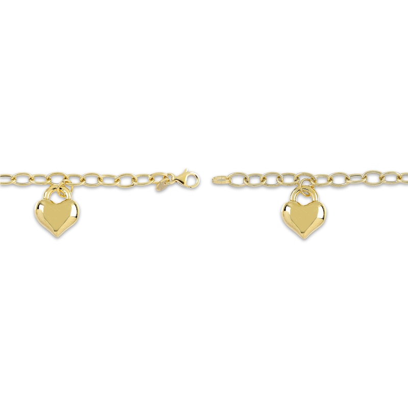 Main Image 4 of Puff Heart Charms Bracelet 14K Yellow Gold 7.5&quot;