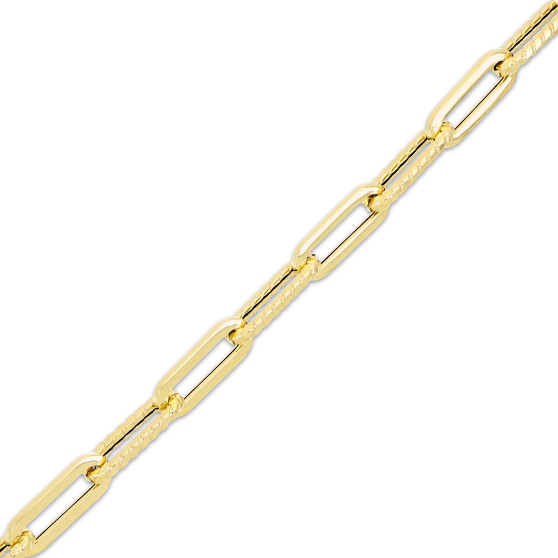 Main Image 2 of Textured Paperclip Chain Necklace 2mm Hollow 10K Yellow Gold 20&quot;