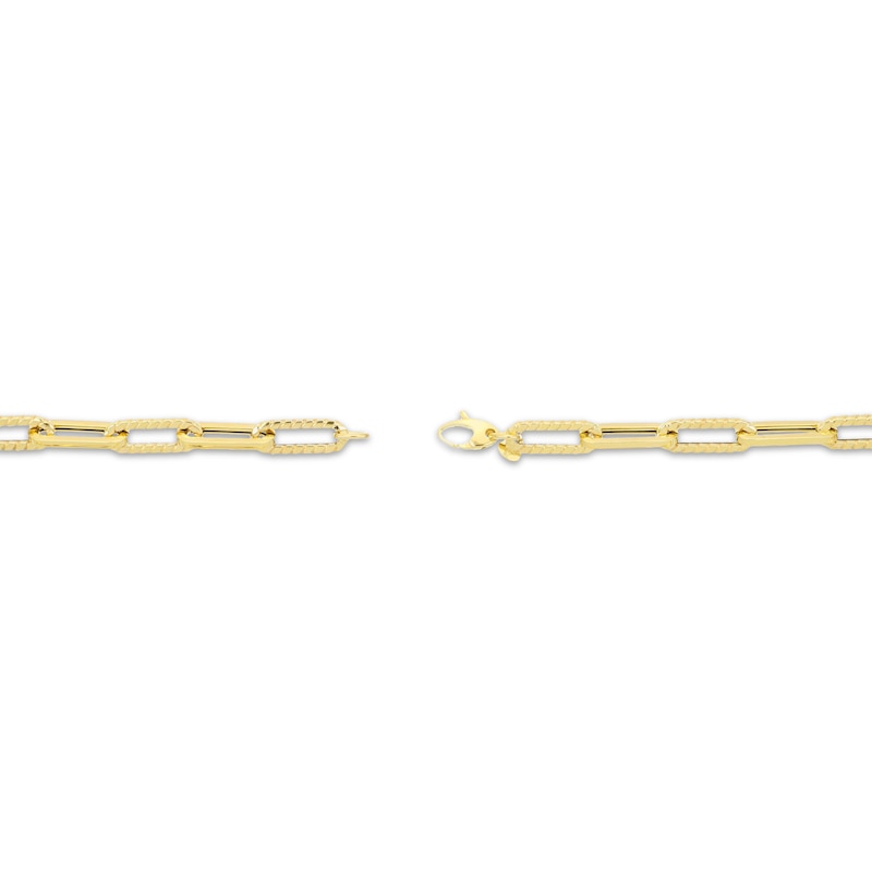 Main Image 3 of Textured Paperclip Chain Necklace 2mm Hollow 10K Yellow Gold 20&quot;