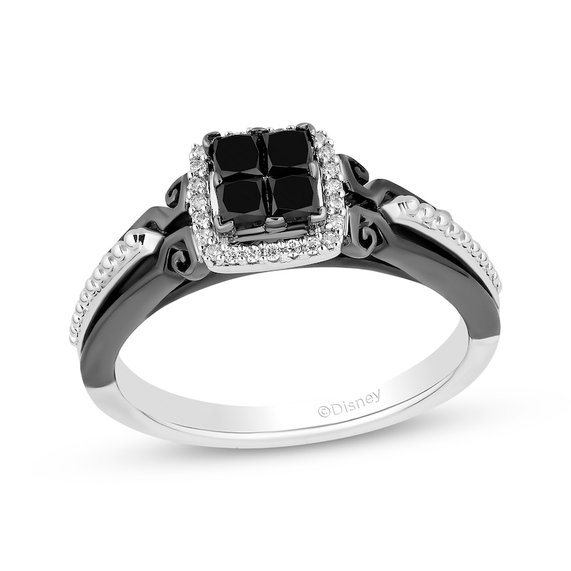 Disney Treasures The Nightmare Before Christmas Black Diamond Quad & White Diamond Ring 1/2 ct tw Sterling Silver