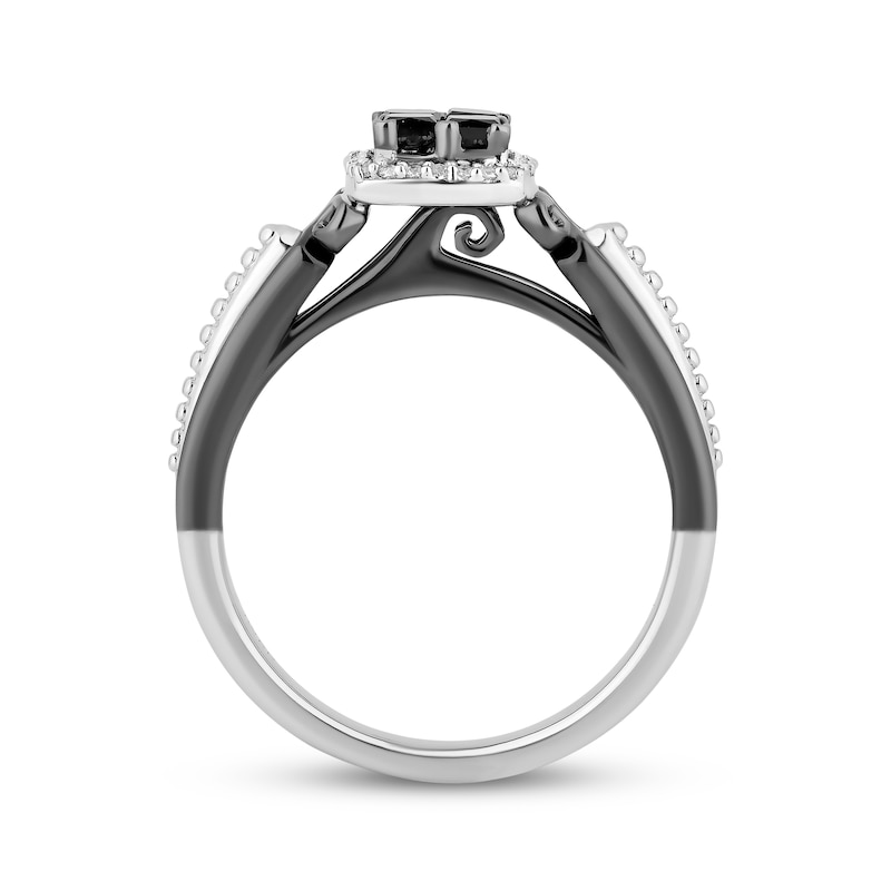 Main Image 3 of Disney Treasures The Nightmare Before Christmas Black Diamond Quad & White Diamond Ring 1/2 ct tw Sterling Silver