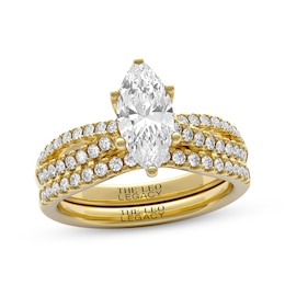 THE LEO Legacy Lab-Grown Diamond Marquise-Cut Bridal Set 1-1/2 ct tw 14K Yellow Gold