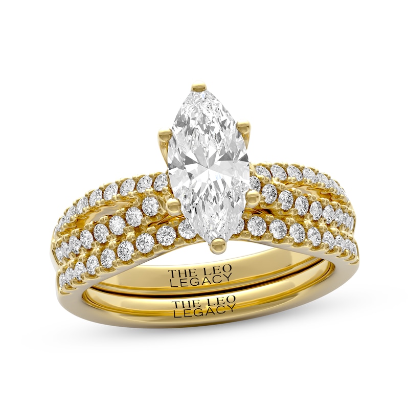 Main Image 1 of THE LEO Legacy Lab-Grown Diamond Marquise-Cut Bridal Set 1-1/2 ct tw 14K Yellow Gold