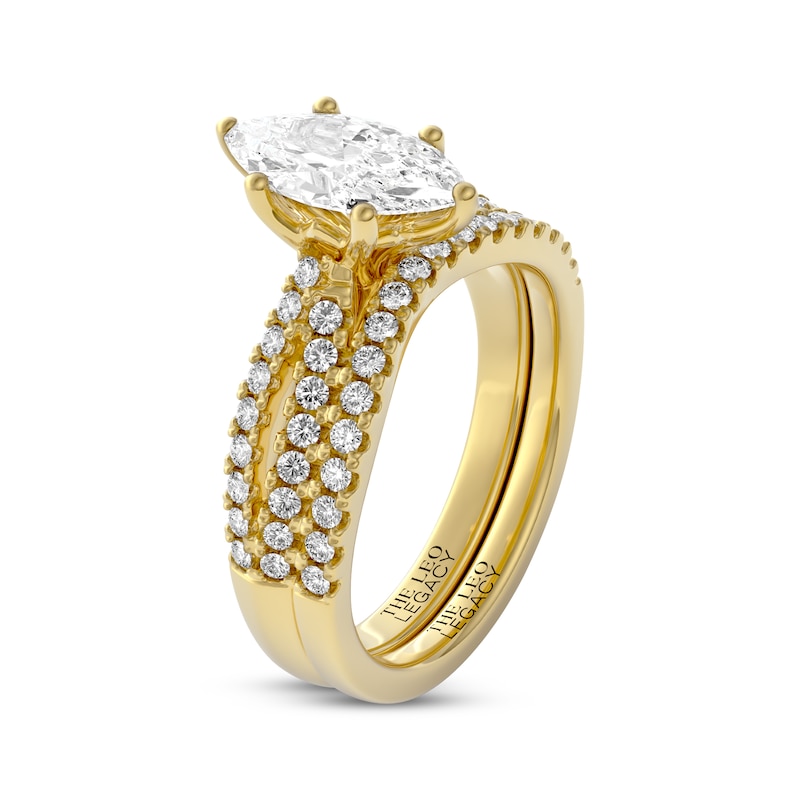 Main Image 2 of THE LEO Legacy Lab-Grown Diamond Marquise-Cut Bridal Set 1-1/2 ct tw 14K Yellow Gold