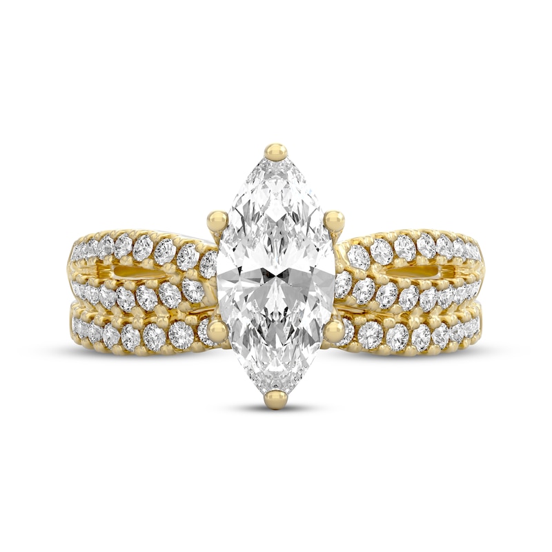 Main Image 3 of THE LEO Legacy Lab-Grown Diamond Marquise-Cut Bridal Set 1-1/2 ct tw 14K Yellow Gold