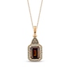 Thumbnail Image 1 of Le Vian Octagon-Cut Chocolate Quartz Necklace 1/4 ct tw Diamonds 14K Honey Gold 19"