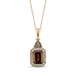 Le Vian Octagon-Cut Chocolate Quartz Necklace 1/4 ct tw Diamonds 14K Honey Gold 19"