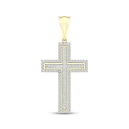 Men's Diamond Cross Charm 1 ct tw 10K Yellow Gold