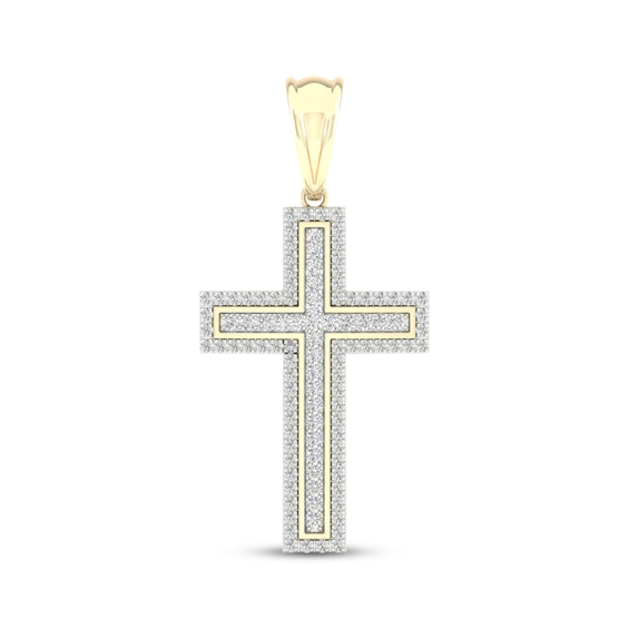 Men's Diamond Cross Charm 1 ct tw 10K Yellow Gold